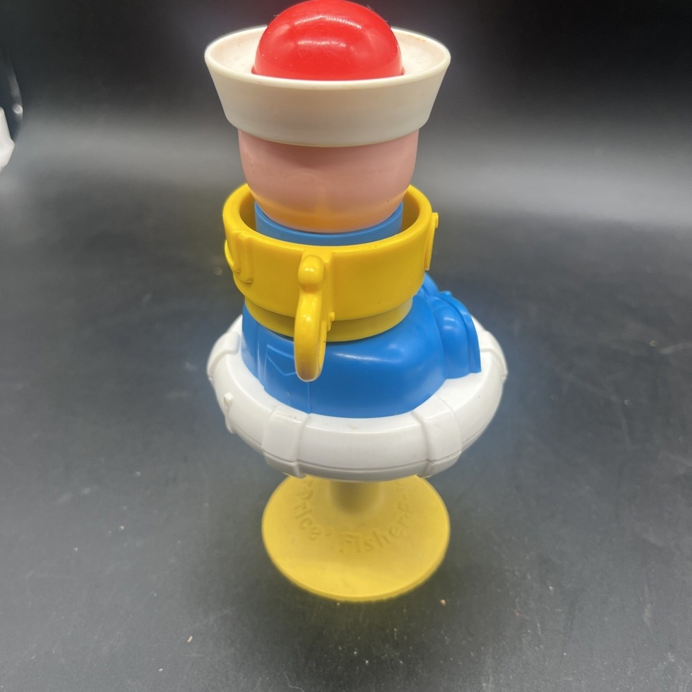 Fisher Price Sailor Baby Rattle Suction High Chair Squeak Toy Vintage 1984 - Picture 8 of 16